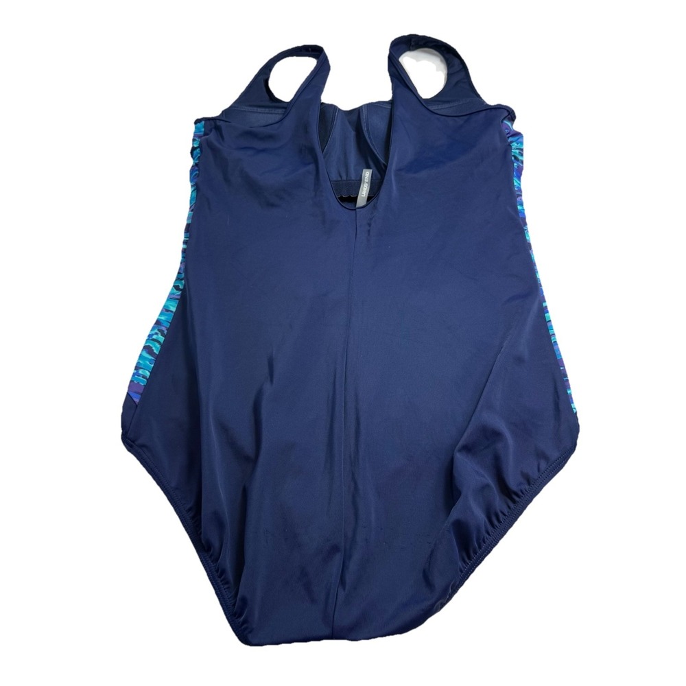 Lands End Aqua Navy Blue One Piece Soft Cup Tugless Sporty Swimsuit Size‎ 14 - Picture 7 of 12